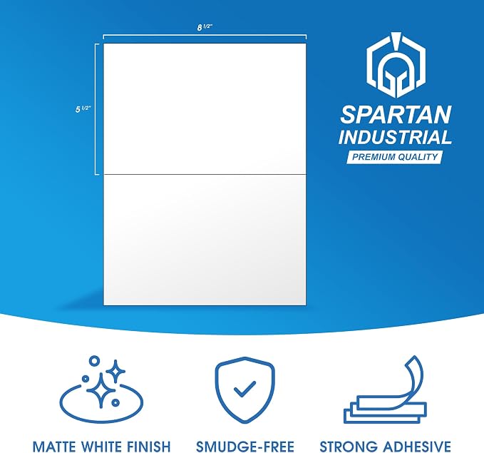 8.5" X 5.5" Matte White Printable Half Sheet Shipping Labels Mailing and - Image 2