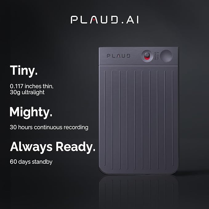 AI Voice Recorder, Note Voice Recorder w/Case, App Control, Transcribe & Summarize with AI Technology, Support 112 Languages, 64GB Memory, Audio Recorder for Lectures, Meetings, Calls, Black