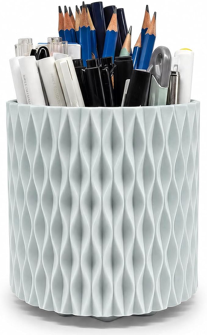 Lebenrich Rotating Pen Holder for Desk, 5 Slots Unique Blue Desk Pen Organizer by Lebenrich