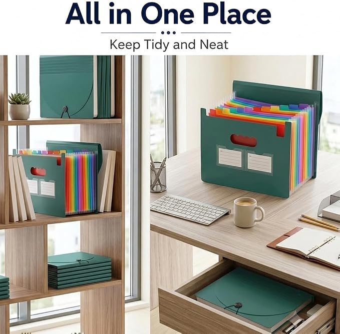 25 Pockets Accordion File Organizer, Portable Expanding File Folder - Image 5