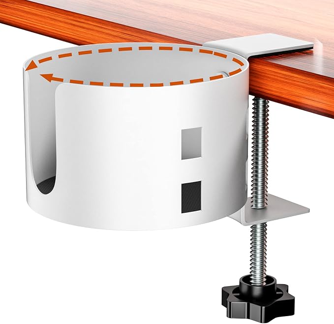 Upgraded Large Desk Cup Holder Clamp, Anti-Spill Cup Holder by OOKUU