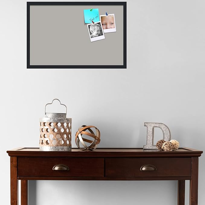 PinPix 28x18 Inch Cork Bulletin Board. This Decorative Framed Pin Board Comes with Dark Stone Design and a Satin Black Frame. Ideal for Home Office Decor or Message Board (PinPix-1808)-DeskLoop Office