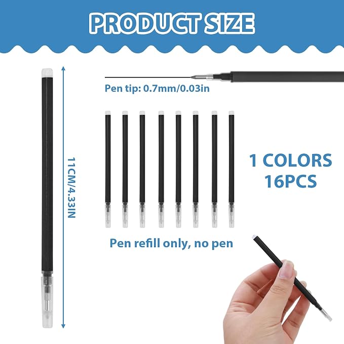 16 Pcs 0.7 mm Erasable Pen Refills Compatible - Image 2