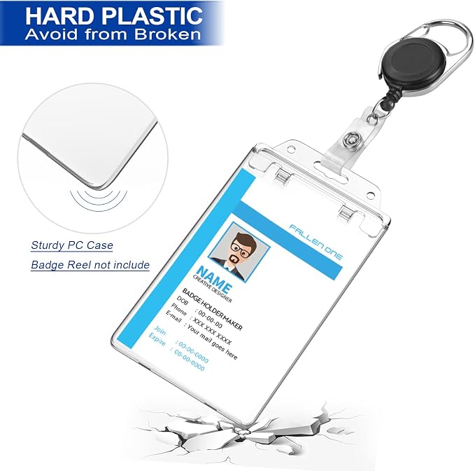 2 Pack Clear ID Badge Holder for Lanyard Hard Plastic ID Card Holder by Fallen - Image 5