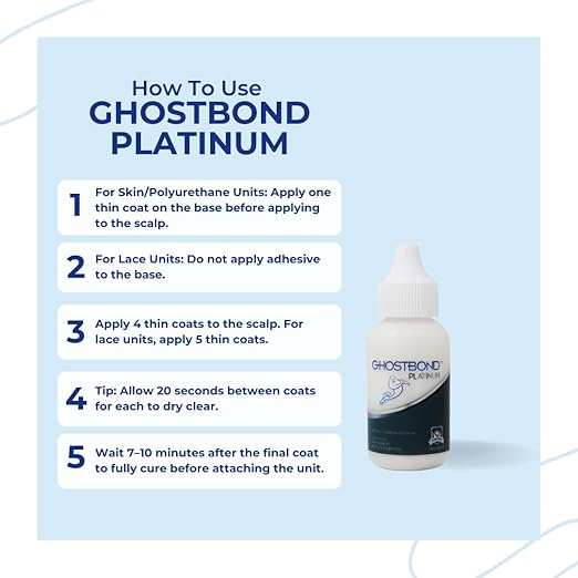 GHOSTBOND Platinum Water Resistant Wig Glue for Extreme Heat - 1.3oz - Hair Replacement Adhesive for Poly and Lace Wigs. Invisible Bonding Hair Adhesive - Strong Hold Lace Front Glue-DeskLoop Office