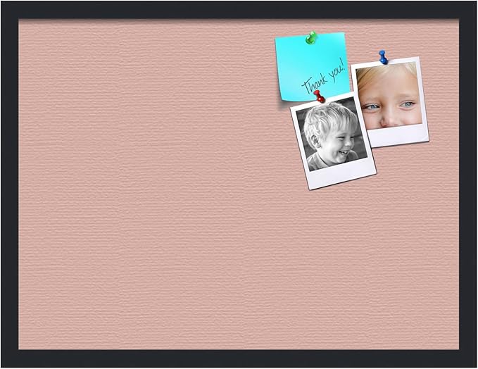 PinPix 24x18 Inch Cork Bulletin Board. This Decorative Framed Pin Board Comes with Pink Pastel Design and a Satin Black Frame. Ideal for Home Office Decor or Message Board (PinPix-1813)-DeskLoop Office