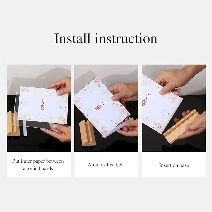 TONICE® 3 Pack 5x7 Acrylic Sign Holder T Shape Clear Acrylic Double Sided Frames - Image 4