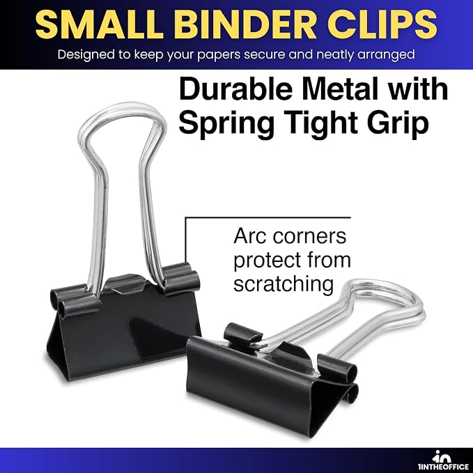1InTheOffice Small Binder Clips, Paper Clamps, 144 Pack - Image 2