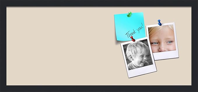 PinPix 28x12 Inch Cork Bulletin Board. This Decorative Framed Pin Board Comes with Desert Pastel Design and a Satin Black Frame. Ideal for Home Office Decor or Message Board (PinPix-1815)-DeskLoop Office