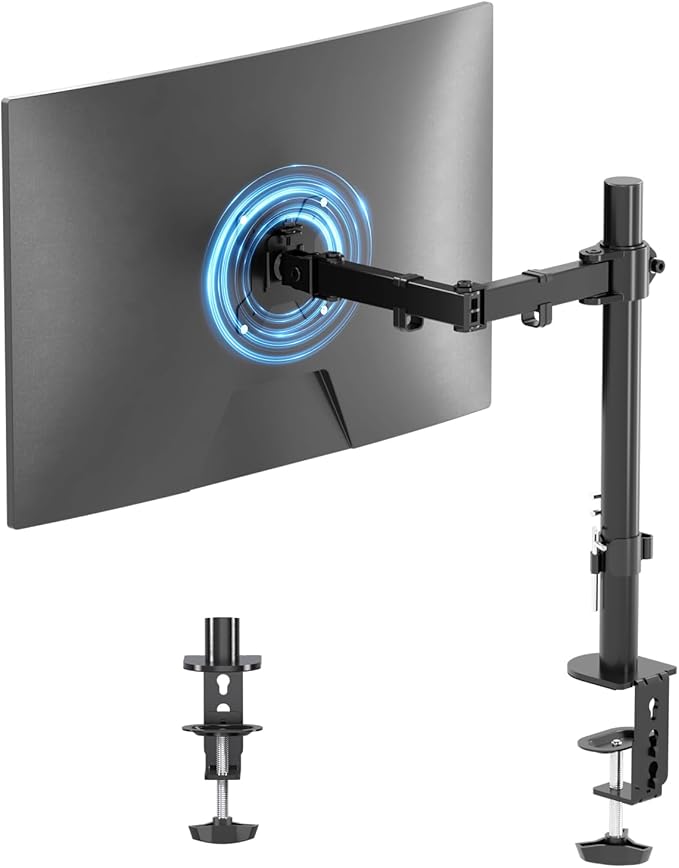 Suptek Single LED LCD Monitor Desk Mount Heavy Duty Fully Adjustable Monitor Stand for 1 / One Screen up to 27 inch-DeskLoop Office