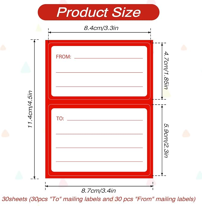 to from Return Address Mailing Labels 60 Pcs Blank Self Adhesive Mail Shipping - Image 2