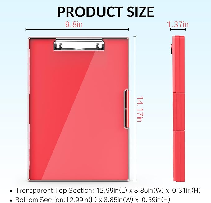 Sooez Clipboard with Storage, Heavy Duty Cleaview Clip Boards 8.5x11 with Dual - Image 6