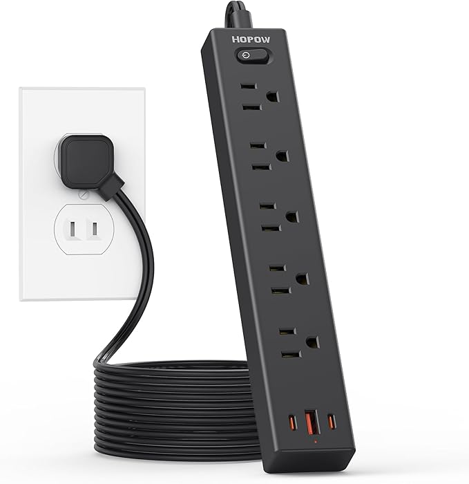 2 Prong Power Strip, 2 to 3 Prong Outlet Adapter with Polarized Plug, 1700J Surge Protector, 6ft Two Prong Extension Cord, 5 AC Outlets & 3 USB(5V 3.4A Max), Wall Mount for Non-Grounded Outlet-DeskLoop Office
