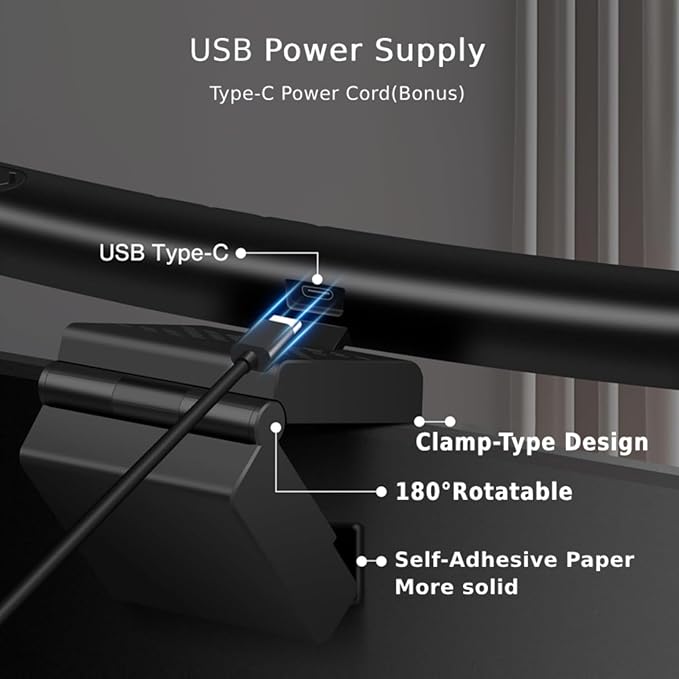 BY-J Computer Monitor Light Bar, Eye-Care USB Reading LED Task Lamp - Image 3