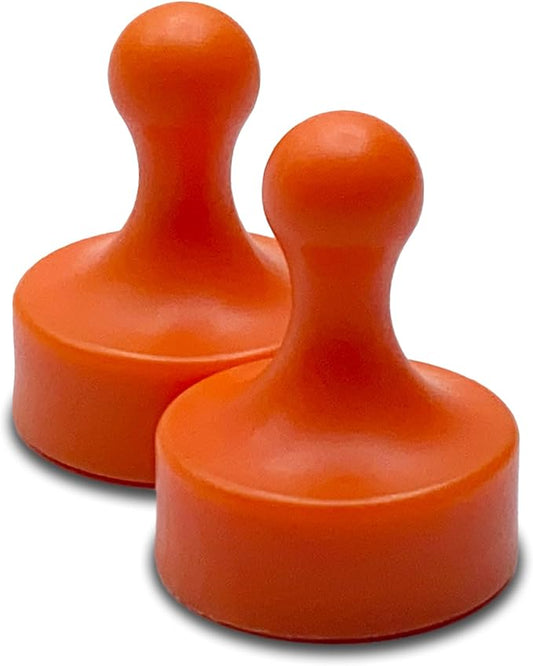 GLASSBOARD STUDIO Powerful Neodymium Magnets, Pawn-Shaped - Strong Fridge/Refrigerator and Whiteboard Magnet, Ideal for Office, Kitchen, Crafts - Rare Earth, Heavy Duty (2, Orange)-DeskLoop Office