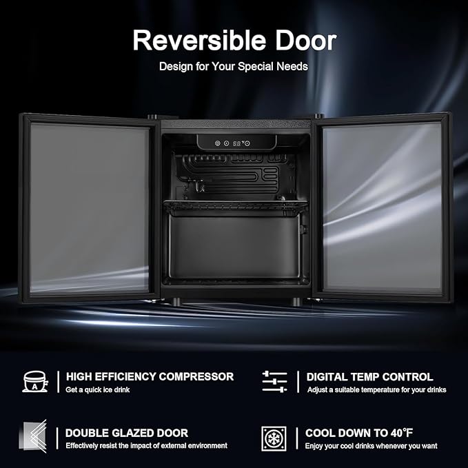 Antarctic Star 12 Bottle/48 Can Beverage Refrigerator, Wine Cooler/Cabinet, Mini Drink Fridge, Clear Front Glass Door Counter Top Red Cellar Beer Soda Bar Quiet Compressor Freestanding 1.3 cu.ft.-DeskLoop Office