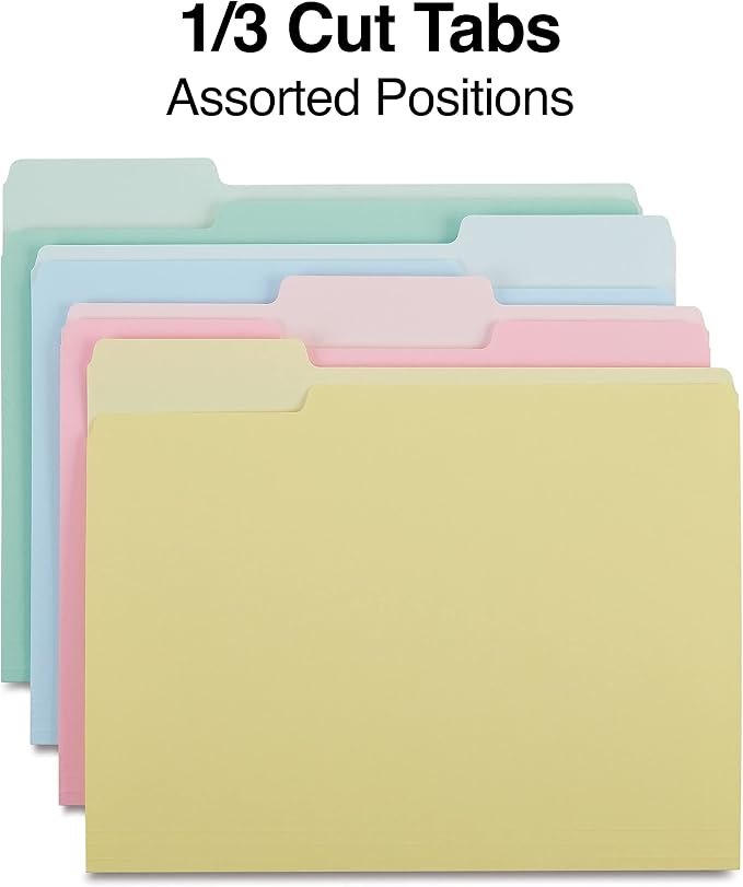Staples File Folder, Letter Size, 1/3‑Cut Tabs, Durable Paper Stock, 200/Carton - Image 3