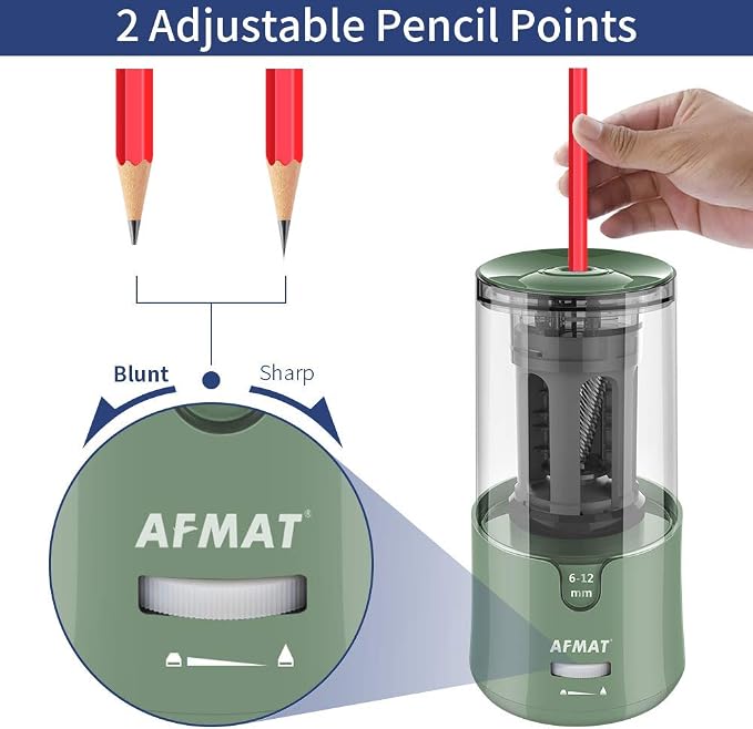 AFMAT Electric Pencil Sharpener, Auto Stop, Super Sharp & Fast, Electric Pencil - Image 6