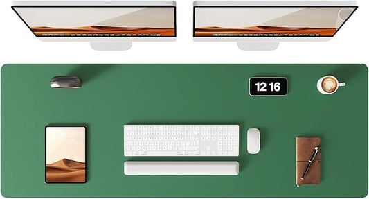 YSAGi Leather Desk Pad Protector, Office Desk Mat, Large Mouse Pad, Non-Slip PU Leather Desk Blotter, Laptop Desk Pad, Waterproof Desk Writing Pad for Office and Home (Jade Green, 47" x 17")-DeskLoop Office