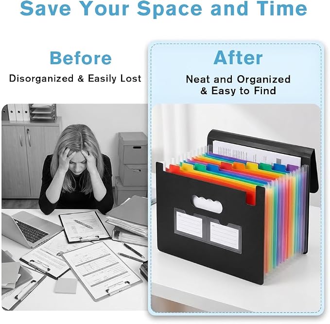 Accordion File Organizer, 13 Pockets Expanding File Folder - Image 6