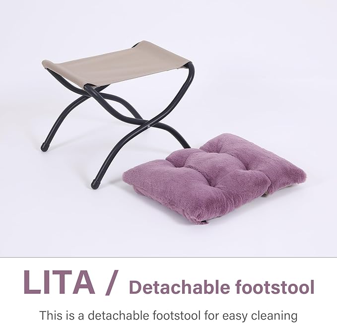 LITA Folding Upholstered Footrest Stool, Modern Small Portable Accent Ottoman with Detachable Thick Cotton Cushion Padded Sofa Stool with Metal Frame for Lazy Chair, Living Room & Bedroom-DeskLoop Office