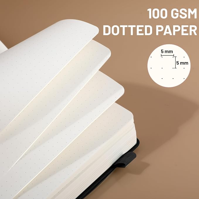 CAGIE Bullet Dotted Journal Notebook 320 Pages 100 GSM Paper Hardcover A5 Dot - Image 3