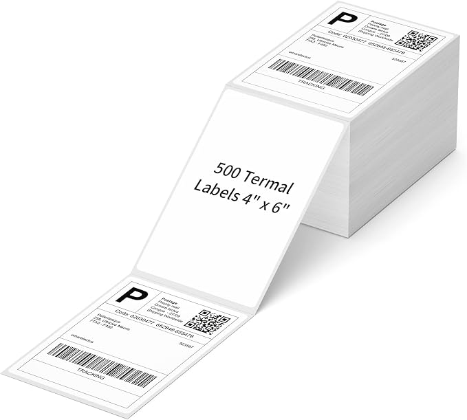 4" x 6" Fanfold Direct Thermal Labels, 500 Per Stack, Elton Printers by NefLaca