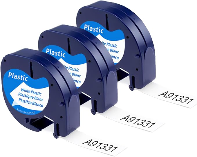 Label Tape Replace for Dymo Letratag Refills White Plastic 12mm x 4m Compatible by AONOMI