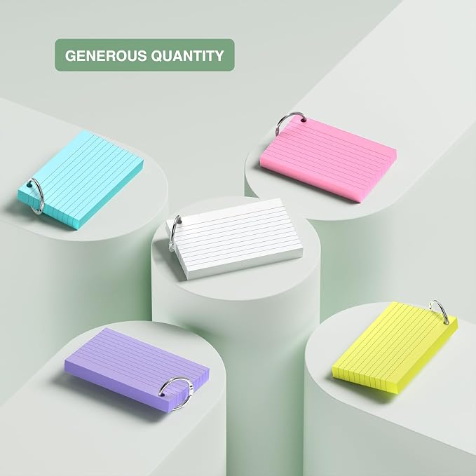 250-Pack Colored Index Cards, 3x5 Inch w/Key Ring – 180gsm Heavyweight - Image 7