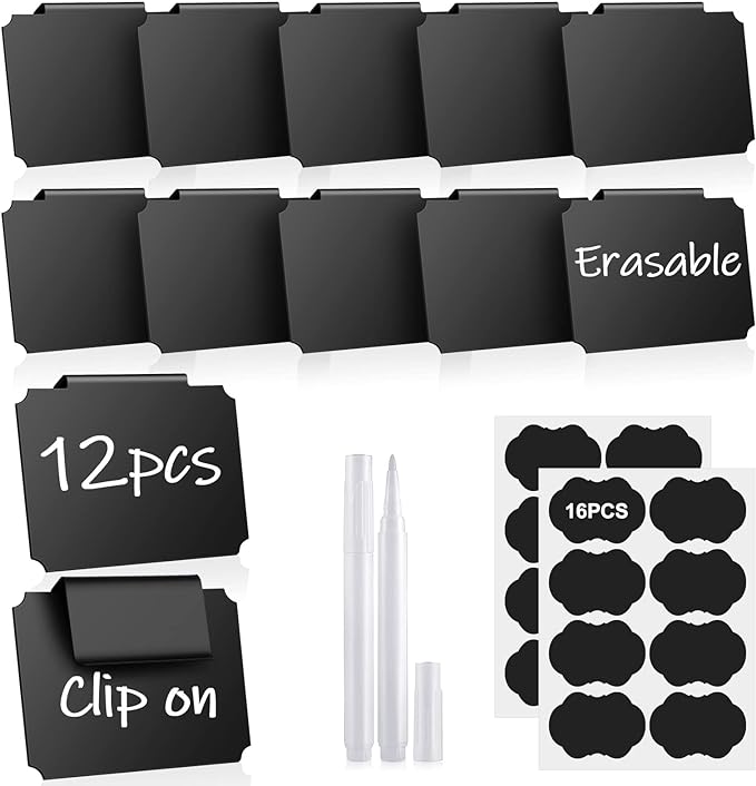 12PCS Basket Labels, Premium Bin Basket Labels Clip On, Pantry Basket Labels by woweasi