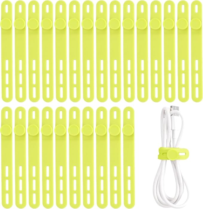 Oligei 25 Pcs Silicone Cable Ties, Cable Ties Reusable, High Elasticity Cord by Oligei