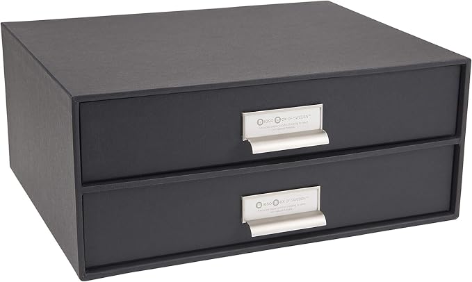 Bigso Box of Sweden Birger 2-Drawer Fiberboard Label Frame Document Letter Box - Image 5