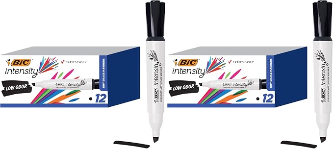 BIC Intensity Black Low Odor Dry Erase Markers, Chisel Tip, 12-Count Pack of by BIC