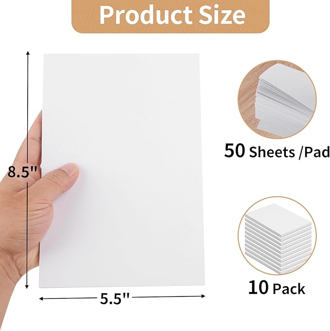 Hoiny Note Pads 5.5x8.5 In, 10 Pack Blank Server Notepad, 50 Sheets Per Scratch - Image 2