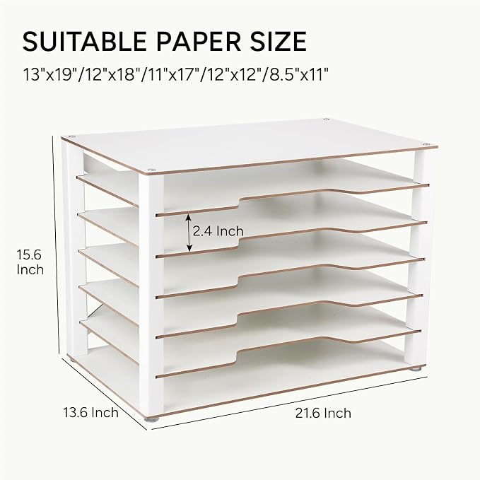 Yumkfoi Construction Paper Organizer 12" x 18", 6-Tiers Paper Organizer Storage - Image 3