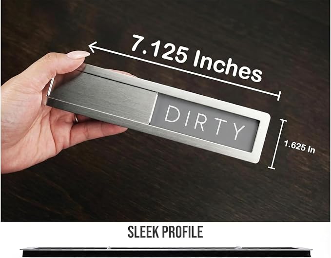 Stainless Steel Dishwasher Magnet Clean Dirty Sign - Image 3
