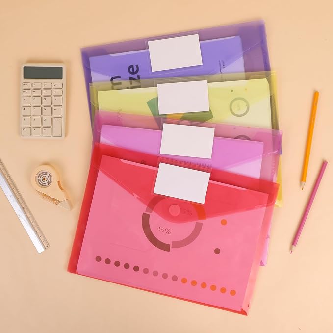 EOOUT 12pcs Plastic Envelopes Poly Envelopes, Hook & Loop Closure File Folders - Image 6
