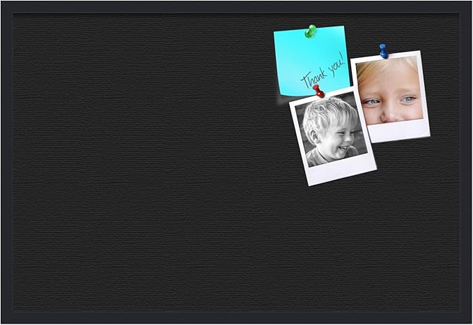 PinPix 36x24 Inch Cork Bulletin Board. This Decorative Framed Pin Board Comes with Solid Black Design and a Satin Black Frame. Ideal for Home Office Decor or Message Board (PinPix-622)-DeskLoop Office