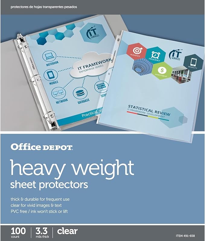 Office Depot Heavyweight Sheet Protectors, 8 1/2in. x 11in. by Office+Depot