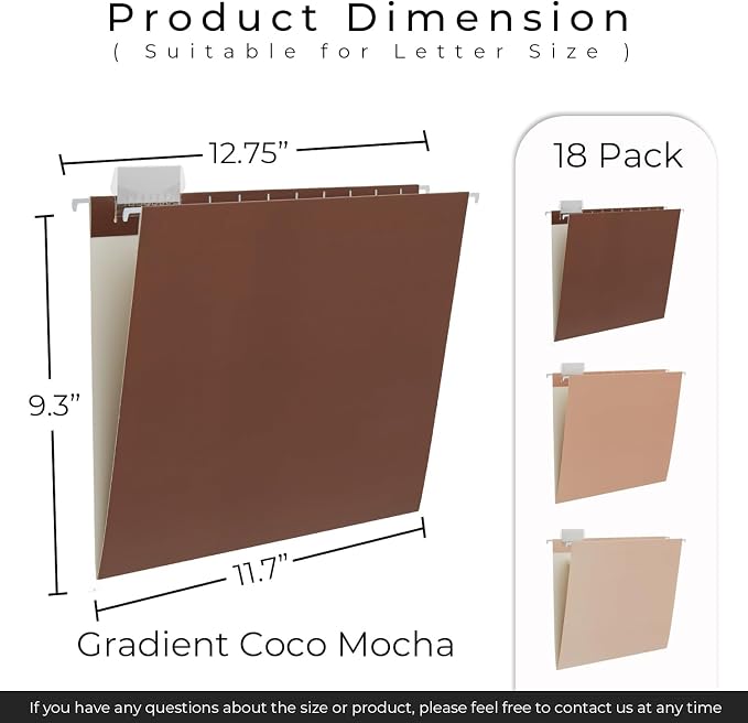 Y YOMA 18 Pack Gradient Hanging File Folders Letter Size Decorative Hanging - Image 3