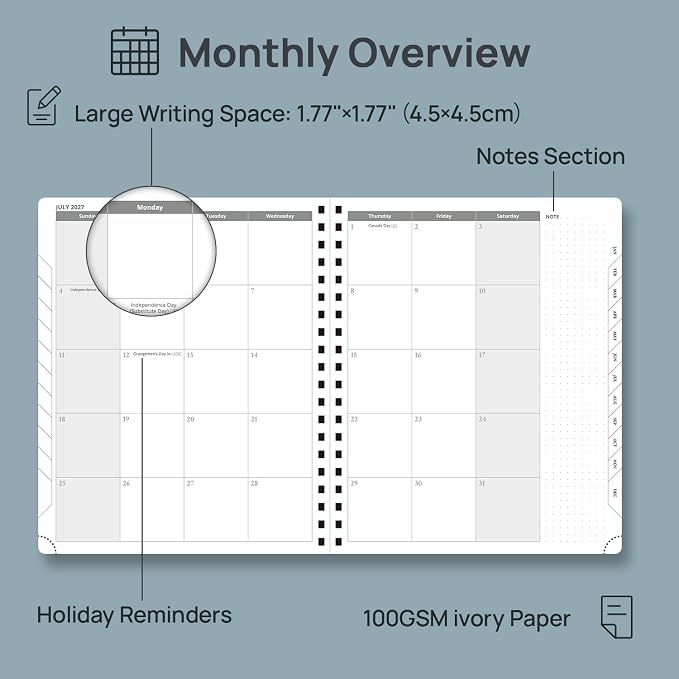 POPRUN 2027 Planner, 8.5" x 10.5" Weekly Calendar Book, Daily Appiontment Book - Image 4