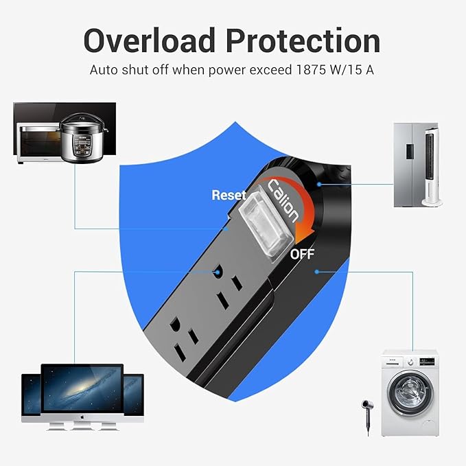 IPX6 Outdoor Power Strip Weatherproof, Waterproof Surge Protector with 3 Wide Outlet 25FT Long Extension Cord, Wall Mountable for Outside Decorations and More UL Listed(Black)-DeskLoop Office