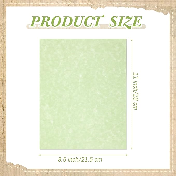 Epakh 200 Sheets Old Age Parchment Paper 8.5 x 11 Inch Standard Letter Vintage Colored Old Parchment Semblance Double Side Printing Paper (Green)-DeskLoop Office