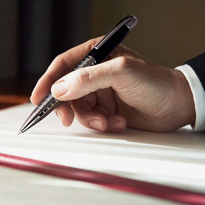 Obacle Ballpoint Pens Black Pens Medium Ball Point 1.0mm Smooth Writing Grip Metal Retractable Executive Business Office Fancy Nice Gift Pen for Men Women (Gun Black, 2 Pack 4 Refills)-DeskLoop Office