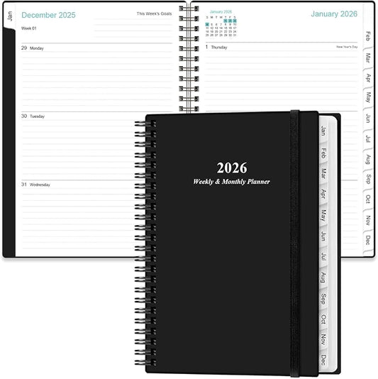 Planner 2026 - A5 Weekly & Monthly Planner Spiral Bound, January 2026 - by Heveboik