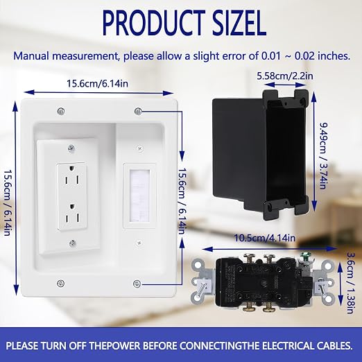 Wall Cable Concealer Management Kit, Recessed Outlet Behind TV - Image 2