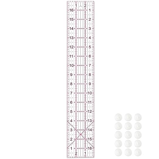 Acrylic Quilters Ruler, Sewing Ruler, 3-Inch by 17-Inch, Non Slip Rings 15 by VPVPV