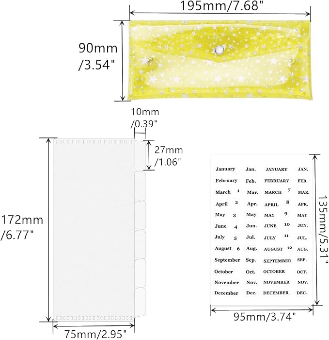 Cash Envelope Wallet 6-Tab Divider Pockets Cash Stuffing Envelopes Glitter PVC - Image 3