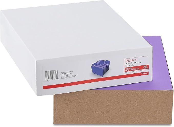 Staples Reinforced File Folders, Letter Size, 1/3‑Cut Tabs, Heavy‑Duty Paper - Image 6