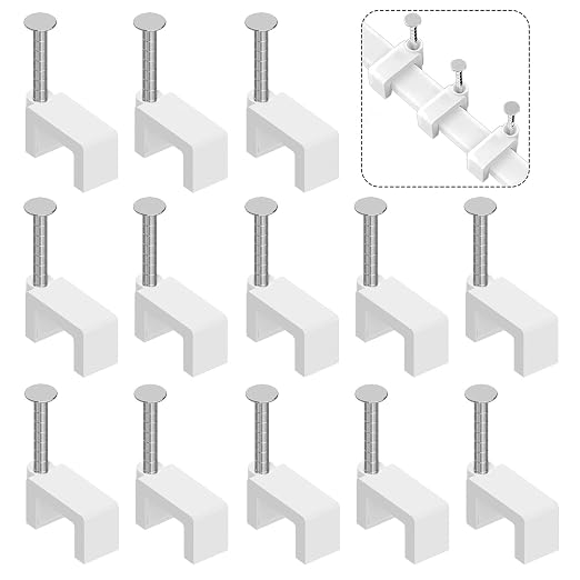 1000 Pcs 8mm Cable Clips Nail in Cable Clips Flat Ethernet Cable Wall Clips by Easytle